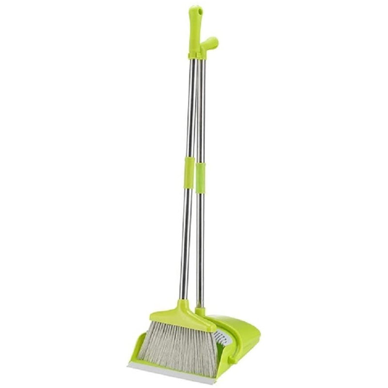 Halbert Adjustable Broom And Dustpan Set with Replaceable Head, Green