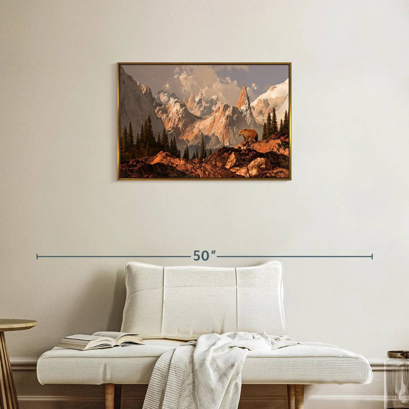 Rocky Mountain Bear, Cadre flottant doré, 31 po x 21 po