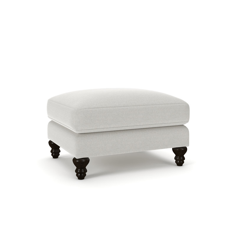 Walters Upholstered Ottoman, Drusky Ivory Sustain® Basketweave