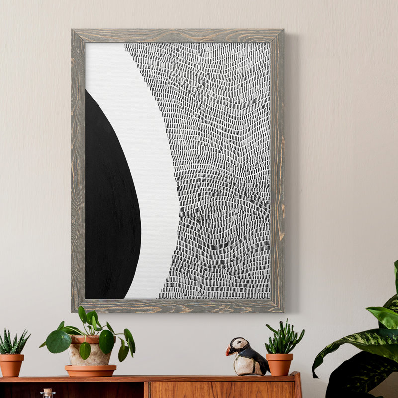 «Black and White Abstract II», cadre photo, impression sur toile, Cadre gris, H 23 po x l 32 po x P 1 po