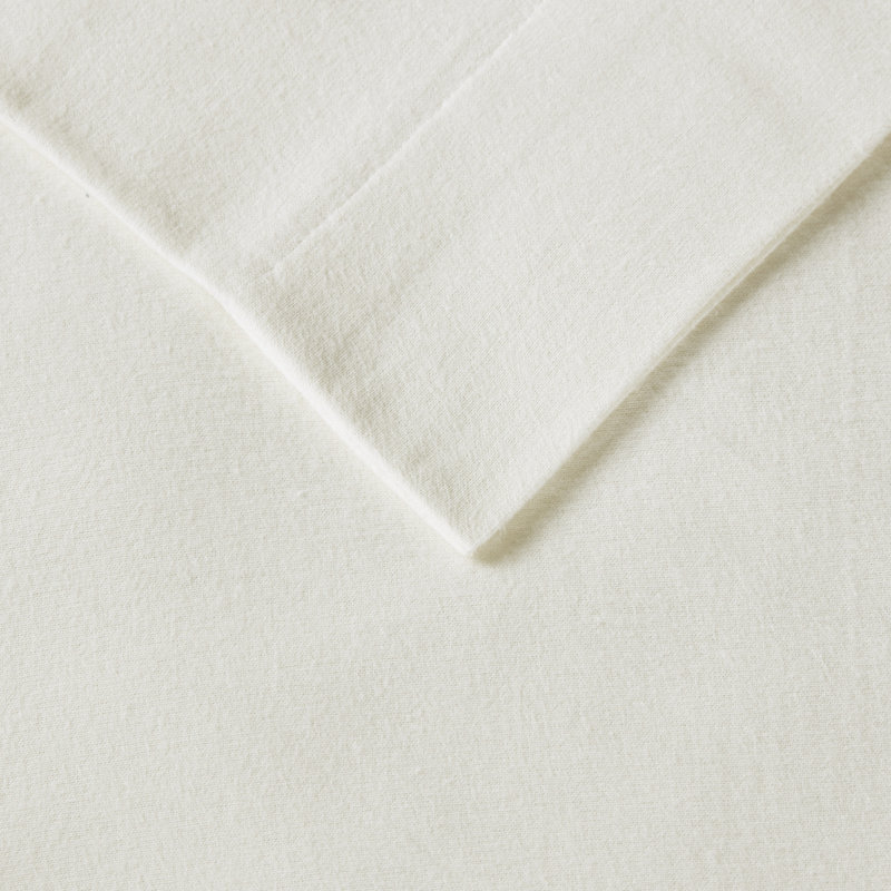 Cozy Flannel 100% Cotton Sheet Set, King Sheet Set with 2 Pillowcases, Ivory Solid