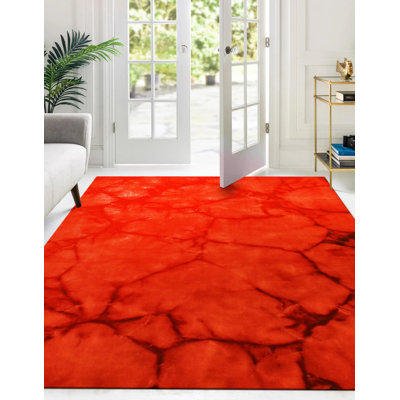 Tapis rouge en laine noué à la main Luthersville