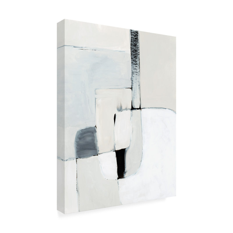 Large White and Gray Abstract Canvas Art