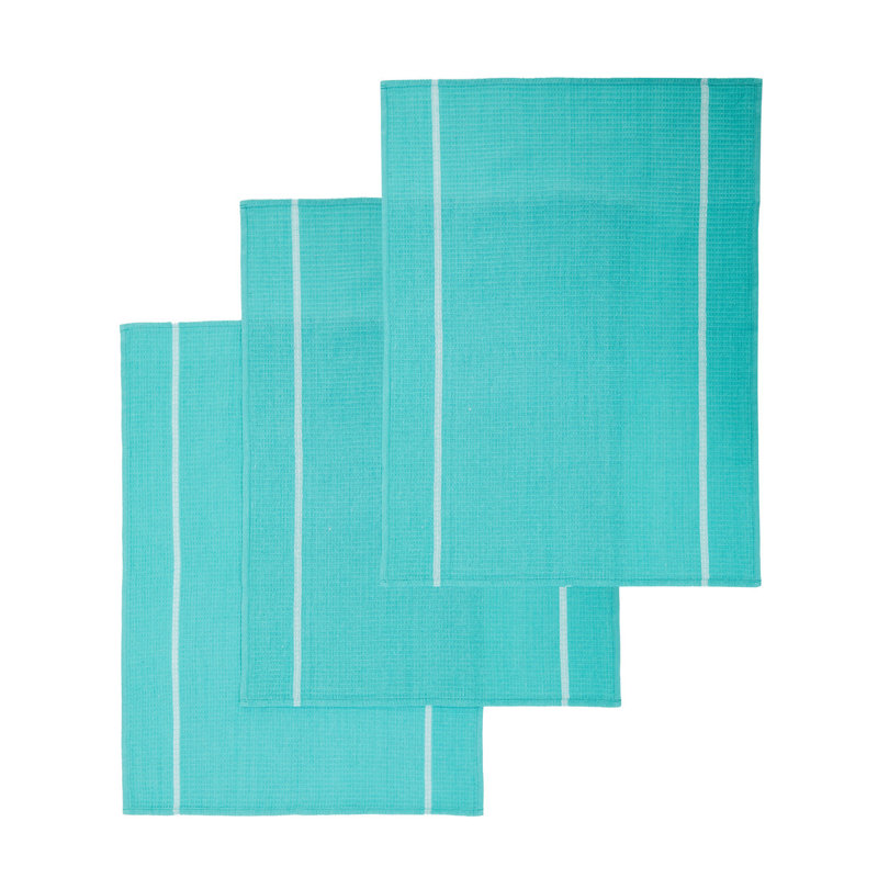 Cotton Waffle Tea Towel Kitchen Towel, Green/White