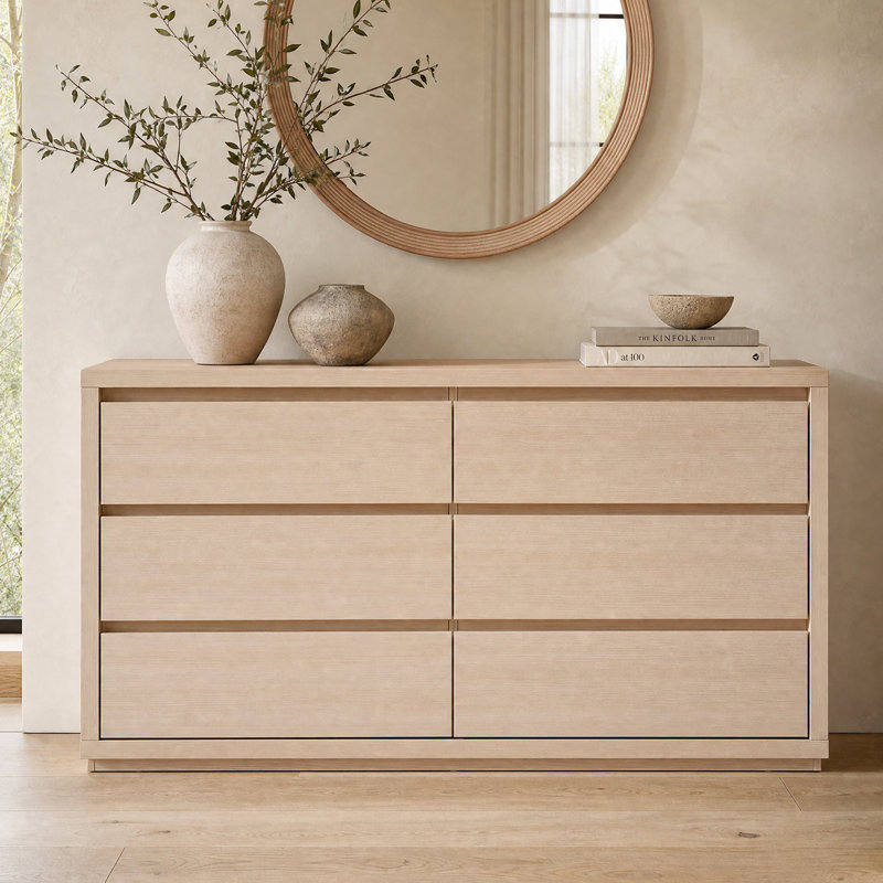 Commode 6 tiroirs Fere, Ivoire blanc