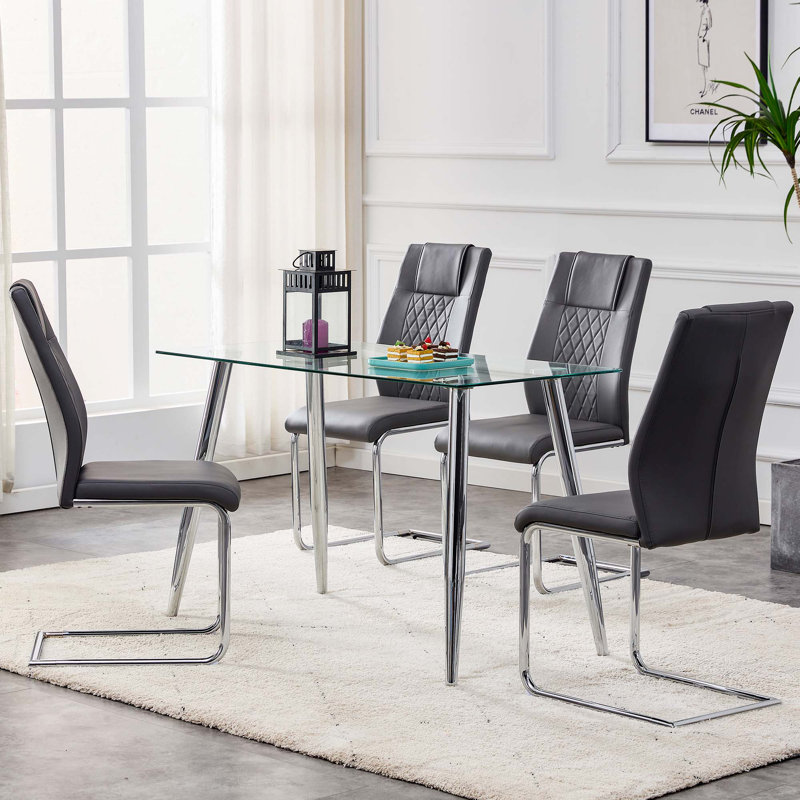Chaises de salle à manger en similicuir, chaises d'appoint (ensemble de 8), Gris