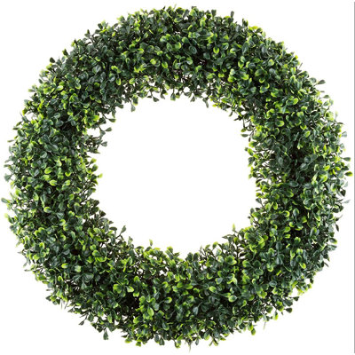 Couronne de devant et sac de rangement - Couronne de buis artificielle 19,5 po et fourre-tout à fermeture à glissière avec poignées - Décor de verdure maison de campagne