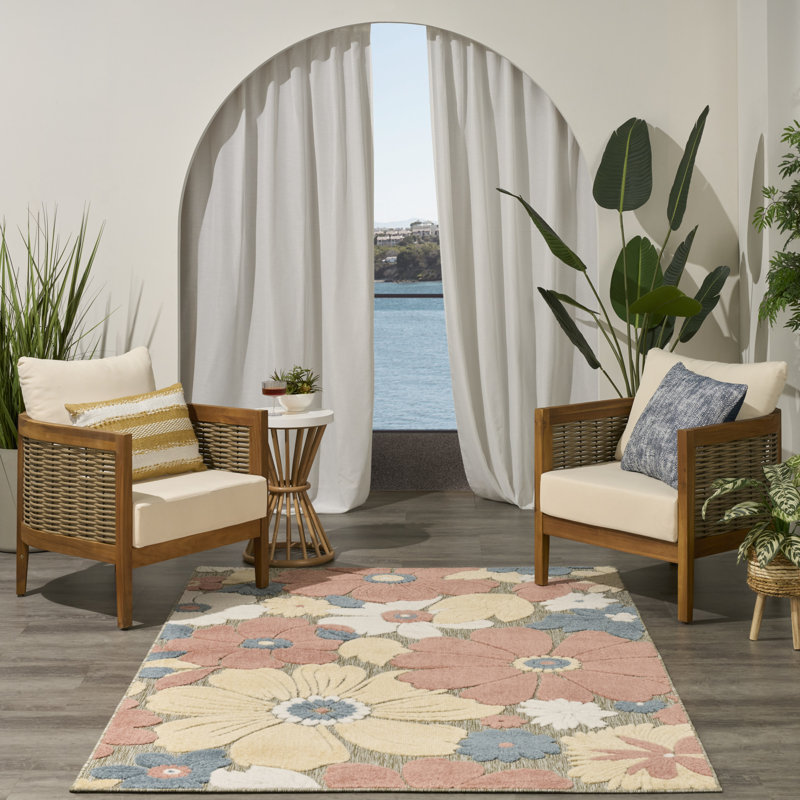 Tapis moderne Nourison Aloha Rose, Rectangle 5 pi 3 po x 7 pi 5 po