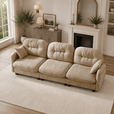 Canapé modulaire à trois places avec tissu chenille doux, mousse haute densité et accoudoirs élégants pour un siège confortable dans les salons et les chambres