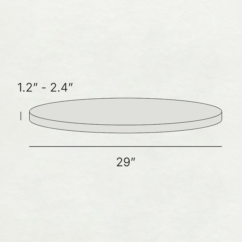Plateau de table rond en bois franc noir, H 1,8 po x L 29 po x l 29 po