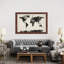 Map Of The World Paint Splashes Black by Michael Tompsett - Floater Frame Print on Canvas-607861494-607861493