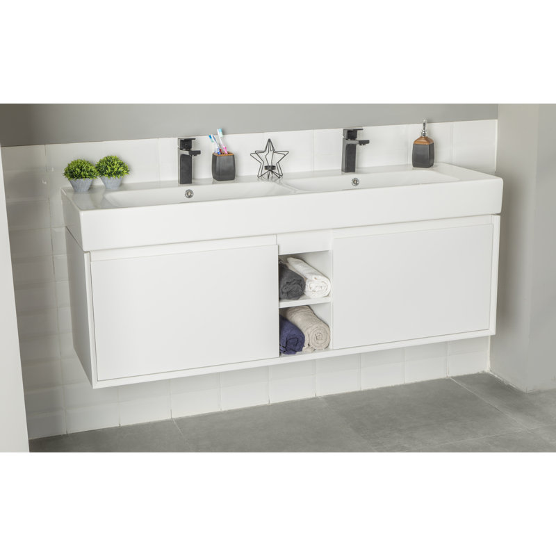 Meuble-lavabo blanc Isla, Blanc / Blanc