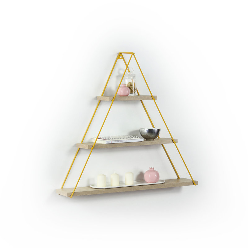 Solid Oak Wood Shelf - Rustic Triangle Wall Mounted For Book Arrangement Storing And Displaying Books, Oak