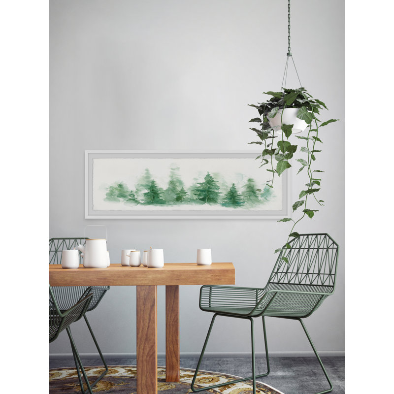 «Hazy Pine Forest» - peinture panoramique sur cadre photo, H 10 po x l 30 po x P 1,5 po