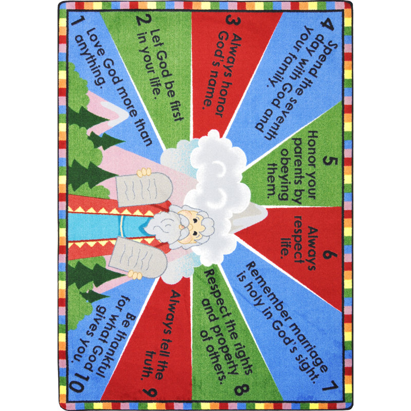 Faith Based Ten Commandments by Joy Carpets Area Rug, Oval 3'10" x 5'4"