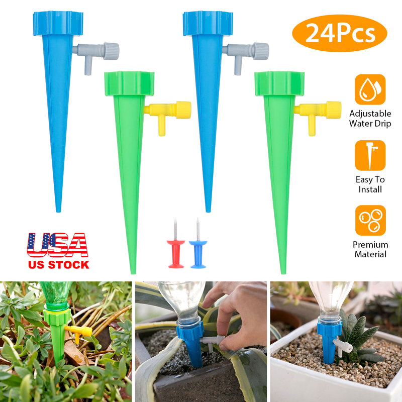 24 pièces arrosoirs pour arrosage automatique arrosage automatique avec valve de contrôle à libération lente pour plante d'intérieur extérieur