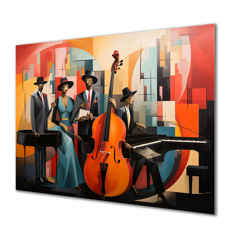 Abstrait Harlem Jazz Quartet - Musician, impression d'art mural, Métal métal, H 24 po x l 32 po x P 1 po