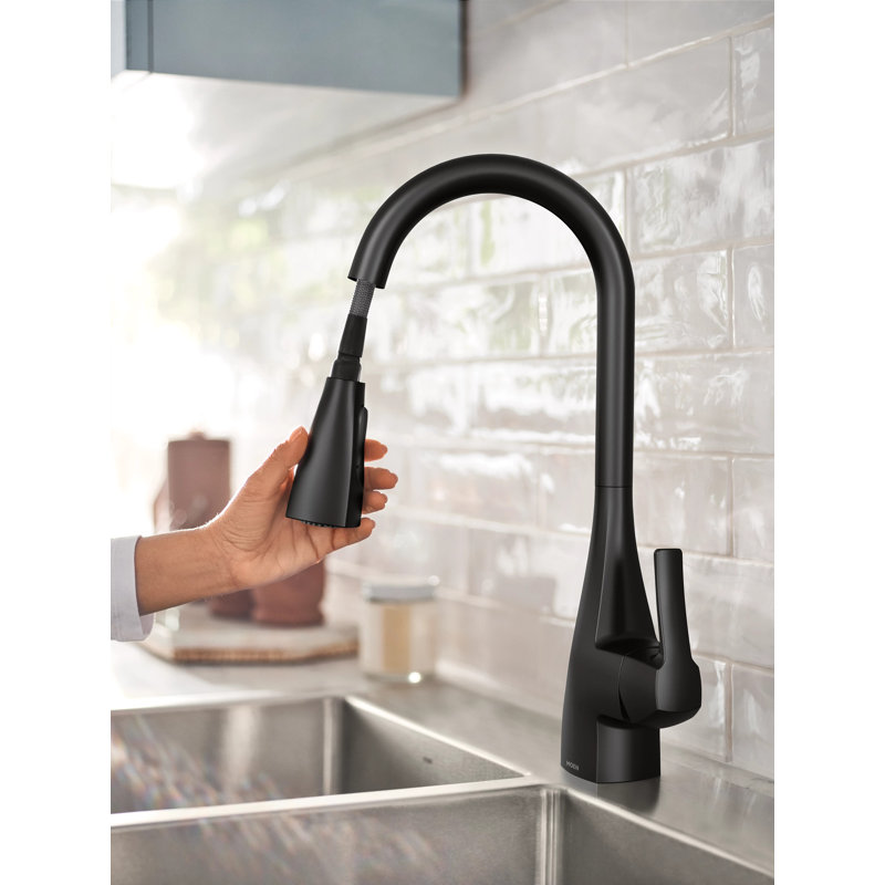 Moen Kiran One-handle High Arc Pulldown Kitchen Faucet with Power Clean, Matte Black