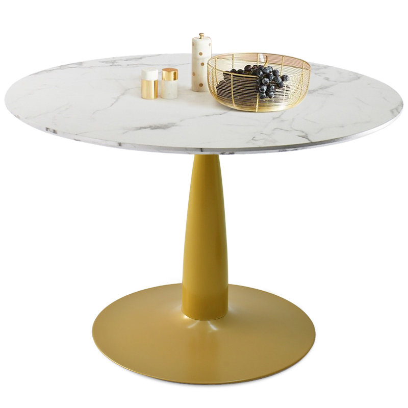 Nicole 40" Pedestal Dining Table, Gold