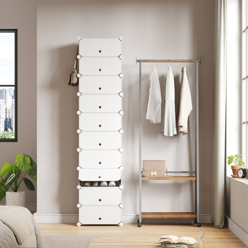 20 Pair Stackable Shoe Storage Cabinet, White