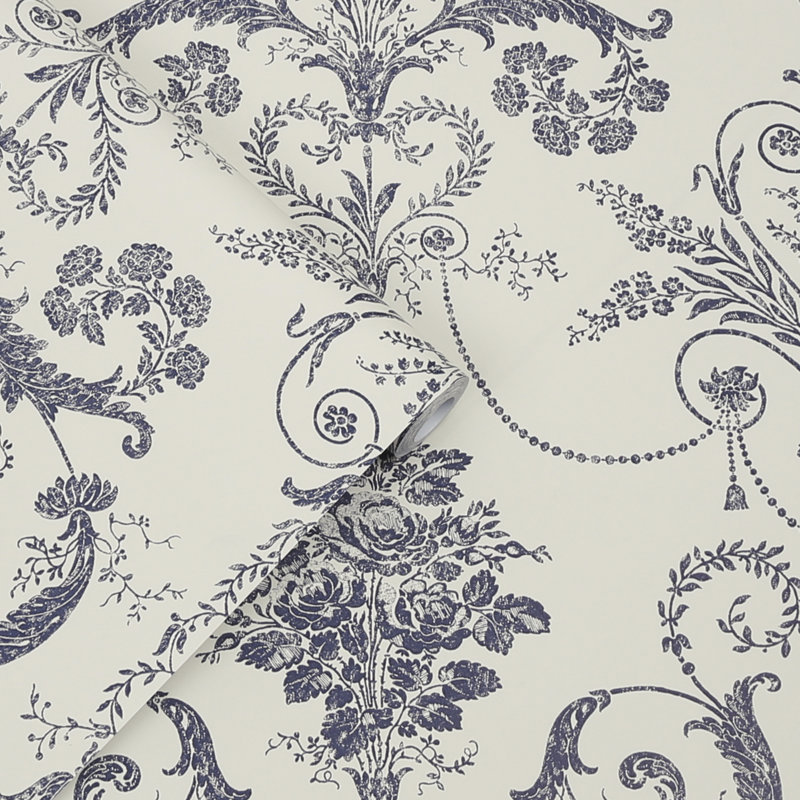Rouleau de papier peint Laura Ashley Josette, Blanc cassé / minuit