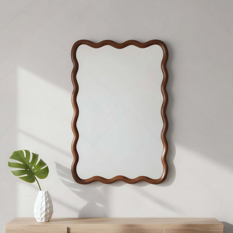 Miroir décoratif Wavy, 30 po x 20 po, Noir / noyer foncé