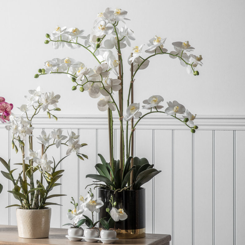 80cm Faux Flowering Plant in Ceramic Pot