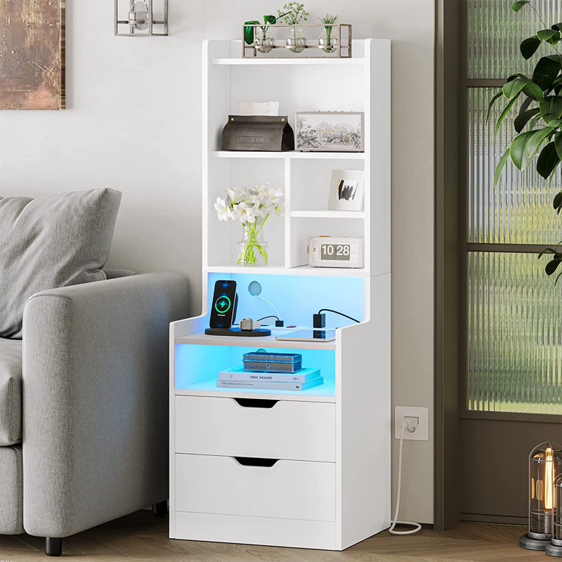  Ivy Bronx Charley-Marie 2 Drawer Nightstand (White)