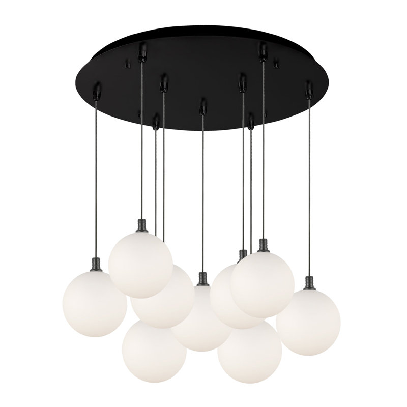 Bolla LED Pendant, Black, 9 Lights, 25 W