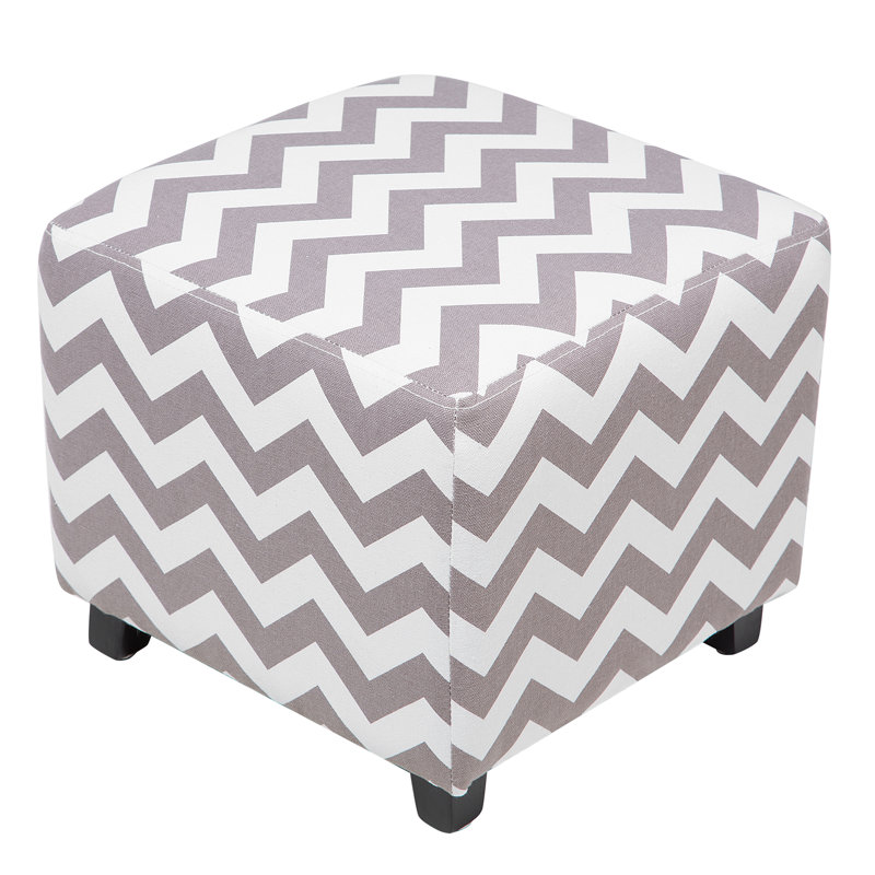 Stringer 37cm Wide Square Chevron Standard Ottoman, Grey