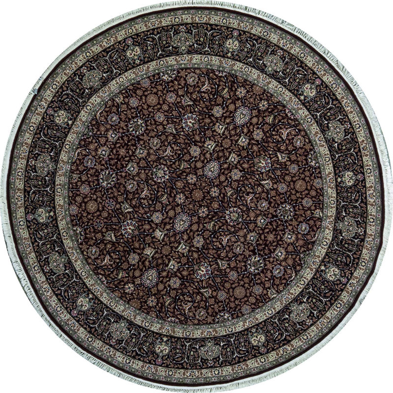 Tapis vin et bleu marine noué à la main de haute qualité