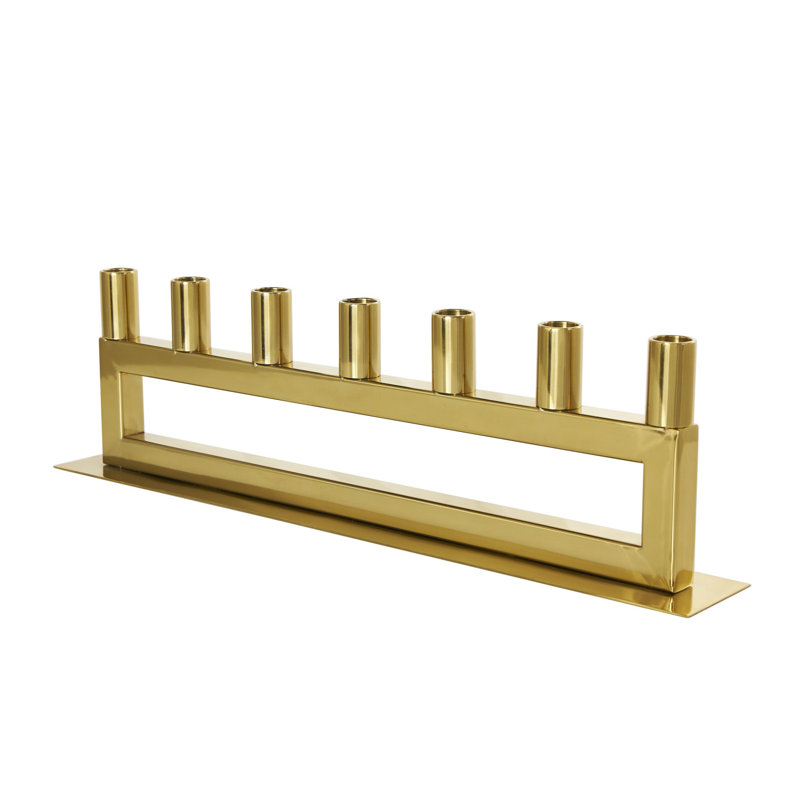 Stainless Steel Metal 7 Candle Candelabra with Rectangular Frame