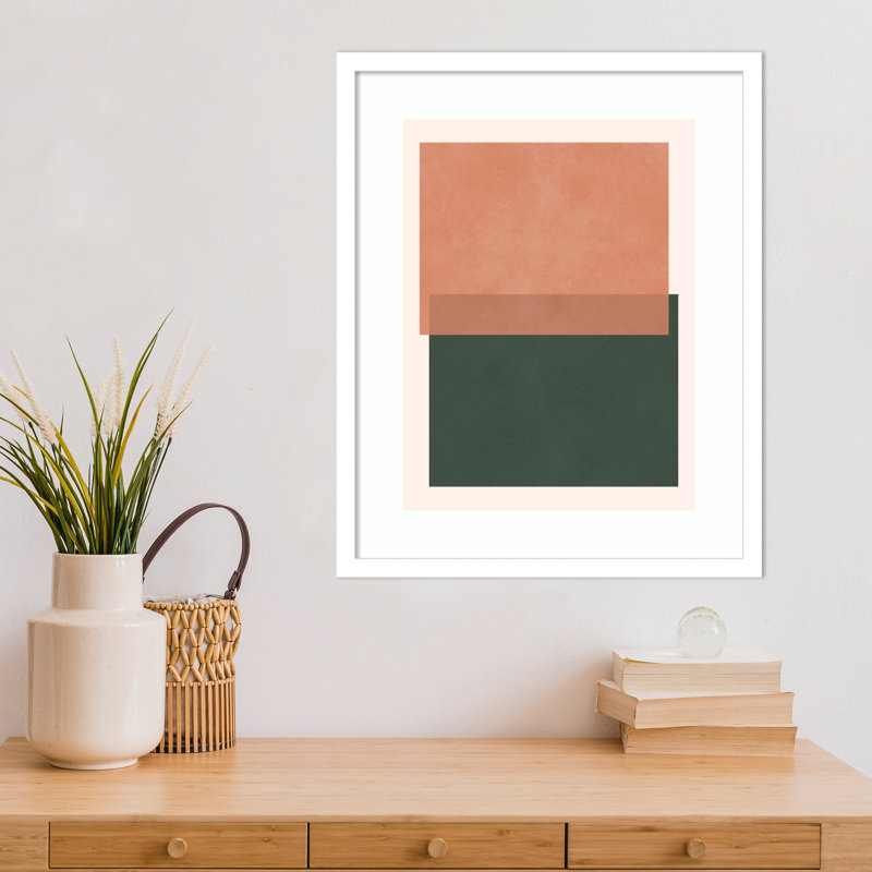 «Terracotta Layers» par Pavier Wood, reproduction d'art encadrée, H 21 po x l 17 po, Blanc svelte