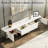 79 Inch White And Silver TV Stand Entertainment Center With Drawers And Door Cabinet-359124452