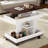 Adjustable End Table With Wheels, 360°rotating Top, Storage Space, Wood Grain Texture And Vertical Striped Design-1848626449