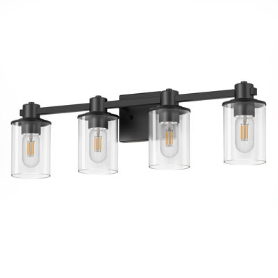 Luminaire moderne à 4 lumières avec abat-jour en verre transparent