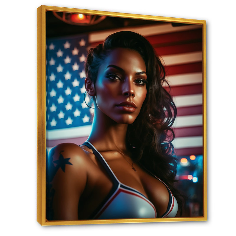 Kiyann American Beauty II sur toile, H 40 po x l 30 po x P 1,5 po, Cadre flottant doré