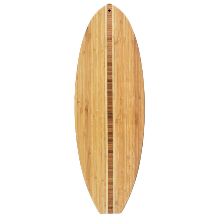 Surfboard shaped cutting boards