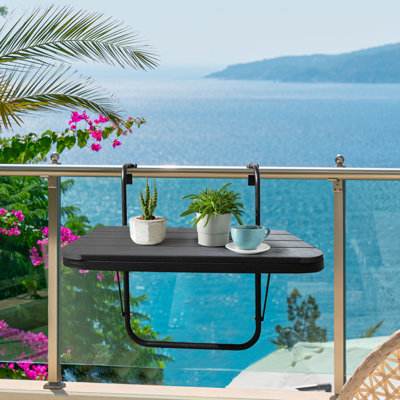 Balcony Railing Table Hanging Folding Deck Railing Table Outdoor Balcony Bar Tables For Railings Hanging Patio Adjustable Aluminium 23.6"(L) X 15.7"(W by LeewooJardin