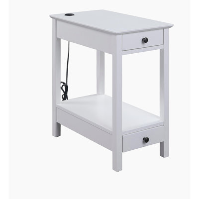 Versatile Wooden Accent Table with USB and Multiple Storage Options