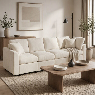 Modular Chenille Sectional Sofa with Deep Seating