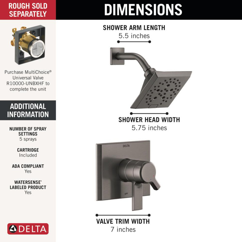 Pivotal® Shower Faucet with H2Okinetic® Technology, Black