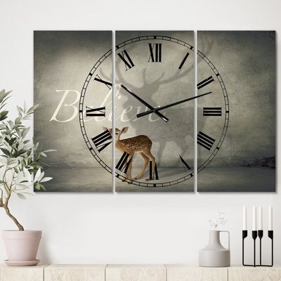 Très grande horloge murale 3 panneaux Believe Shadow III