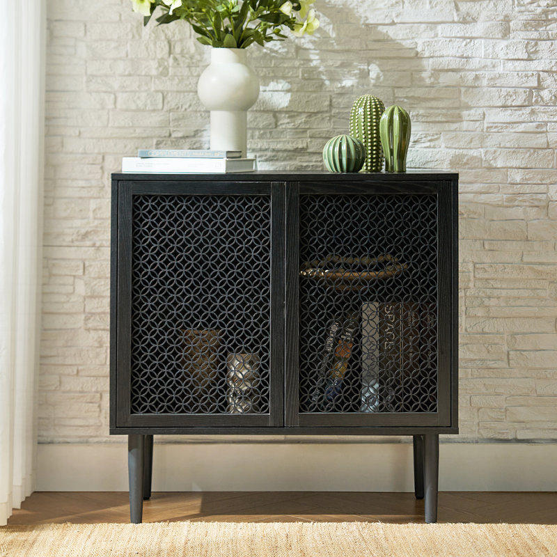 Armoire d'appoint 2 portes l 31,5 po avec éclairage DEL Fabion, Noir