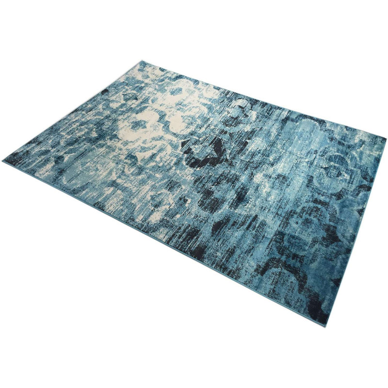 Tapis bleu océan délavé 8 pi x 10 pi, Rectangle 8 pi x 10 pi