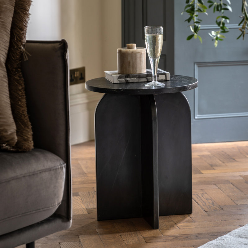 Amalfi Marble Side Table, Black