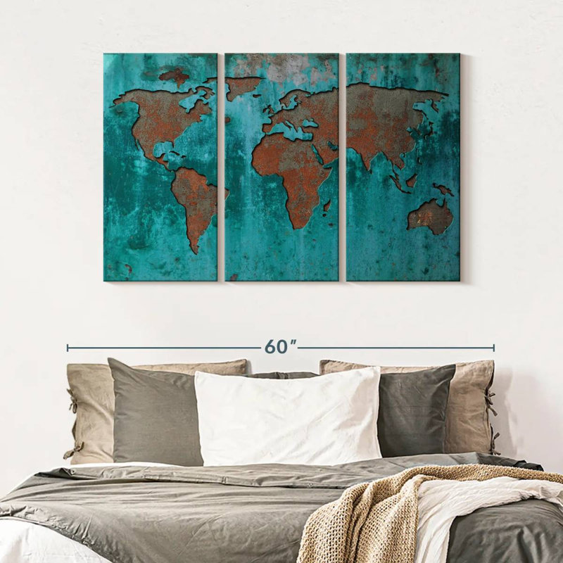 Impression sur mappemonde, impression sur toile, H 32 po x l 50 po x 1,25 po
