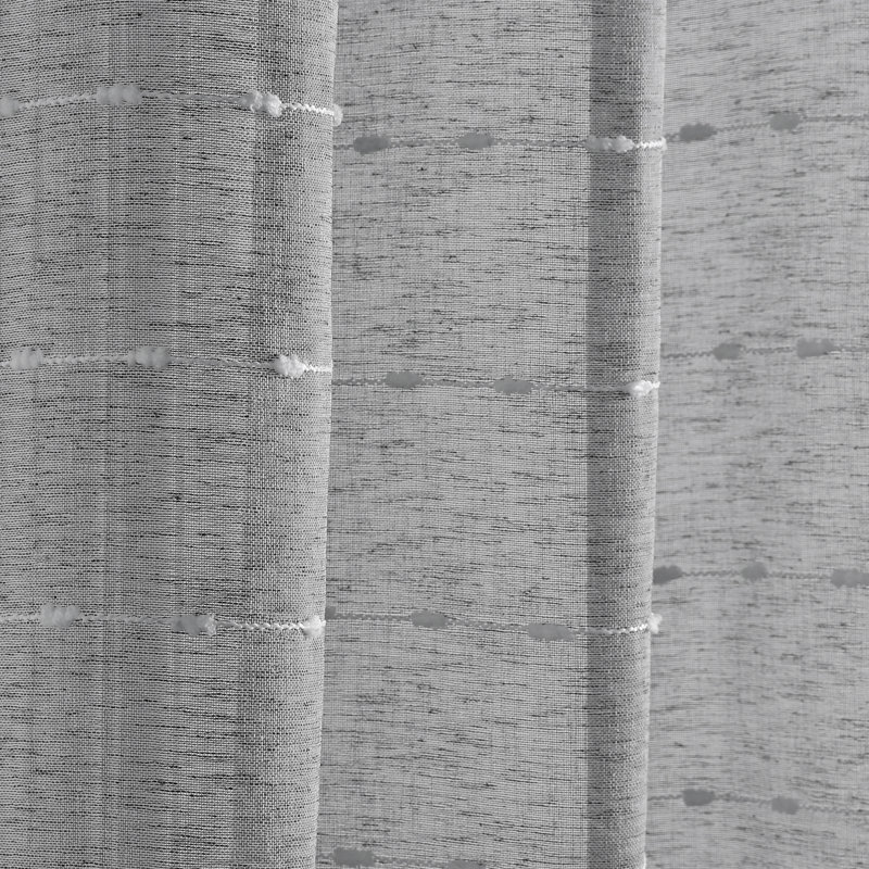 Farmhouse Textured Sheer Sheer Curtain Pair, 38" W x 95" L, Dark Gray