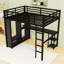 Lit mezzanine avec bureau intégré, armoire et tablettes-840292723-840292722