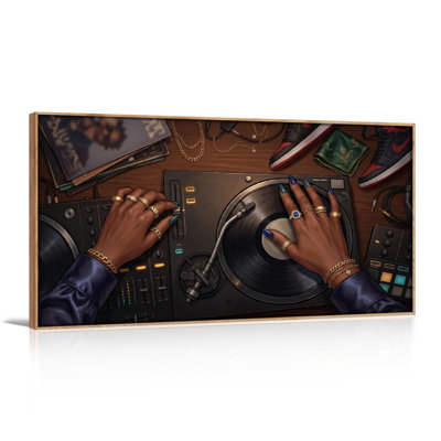 Dj Hands Canvas Wall Art Oil Painting Print Set Of 1